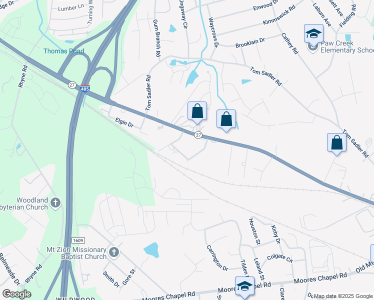 map of restaurants, bars, coffee shops, grocery stores, and more near 138 Hansard Drive in Charlotte