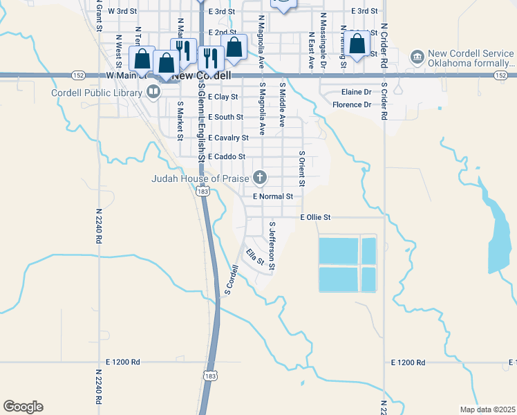 map of restaurants, bars, coffee shops, grocery stores, and more near 713 South Magnolia Avenue in New Cordell