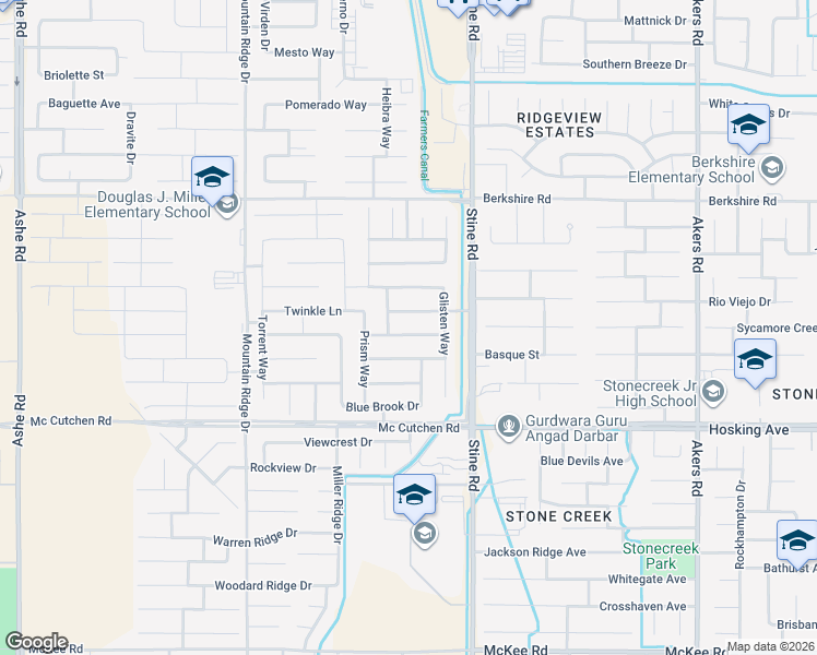 map of restaurants, bars, coffee shops, grocery stores, and more near 5108 Gleaming Gem Way in Bakersfield