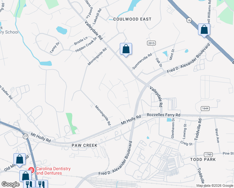 map of restaurants, bars, coffee shops, grocery stores, and more near 7008 Indian Ridge Lane in Charlotte