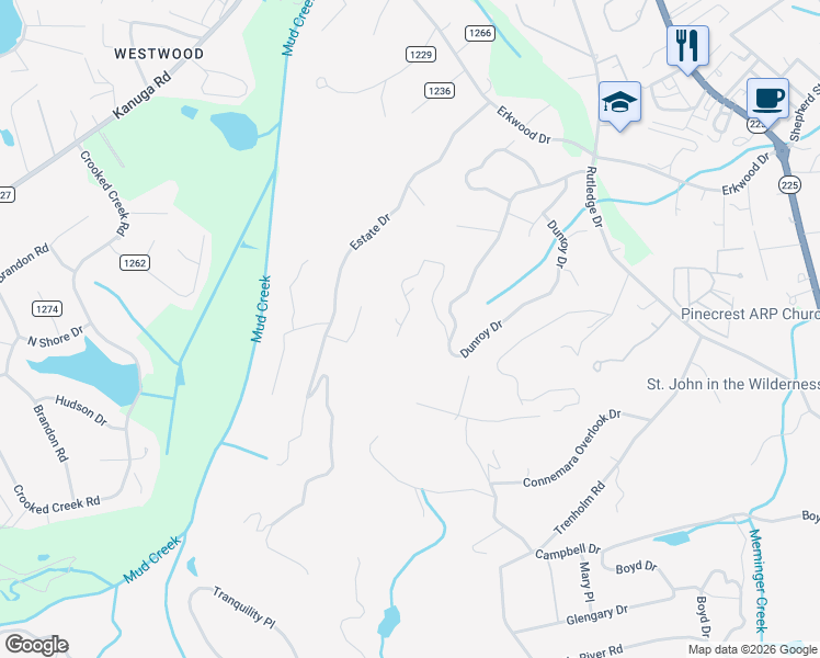 map of restaurants, bars, coffee shops, grocery stores, and more near 411 High Road Overlook in Laurel Park