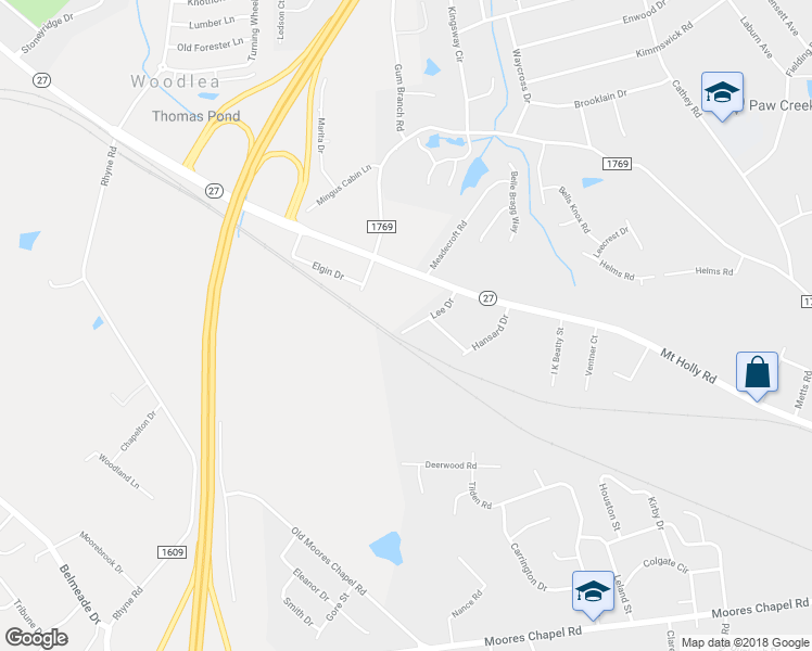map of restaurants, bars, coffee shops, grocery stores, and more near 224 Lee Drive in Charlotte