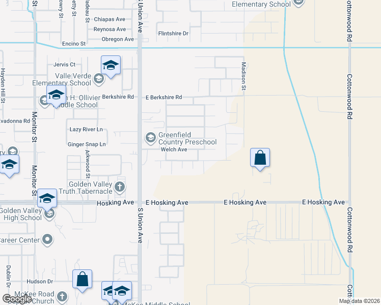 map of restaurants, bars, coffee shops, grocery stores, and more near 501 Welch Avenue in Bakersfield