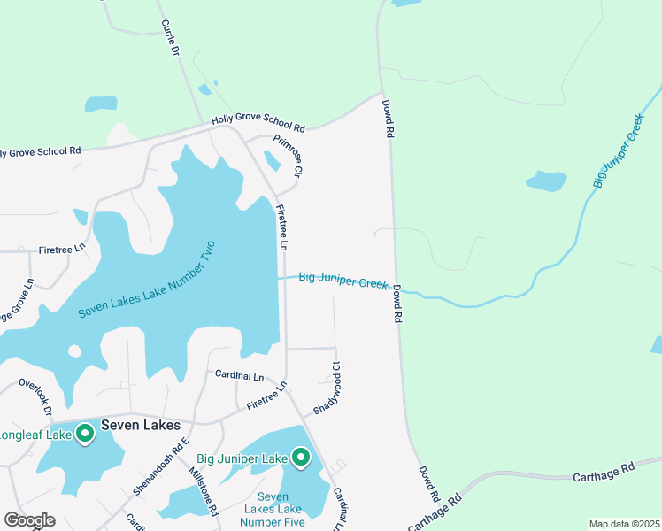 map of restaurants, bars, coffee shops, grocery stores, and more near 5414 Dowd Road in Seven Lakes