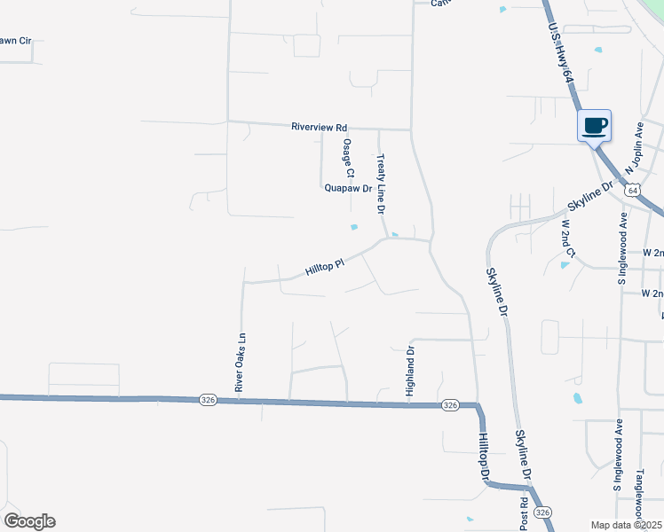 map of restaurants, bars, coffee shops, grocery stores, and more near 3054 Hilltop Place in Russellville