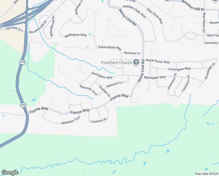 map of restaurants, bars, coffee shops, grocery stores, and more near 2305 Dundee Drive in Fort Smith