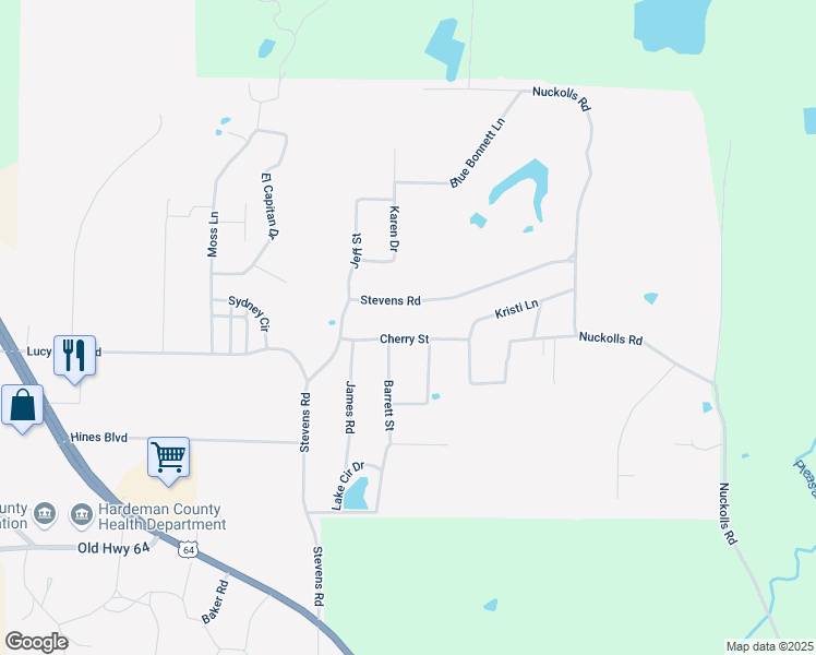 map of restaurants, bars, coffee shops, grocery stores, and more near 119 Weaver Lane in Bolivar
