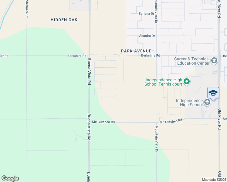 map of restaurants, bars, coffee shops, grocery stores, and more near 7730-7890 Buena Vista Road in Bakersfield