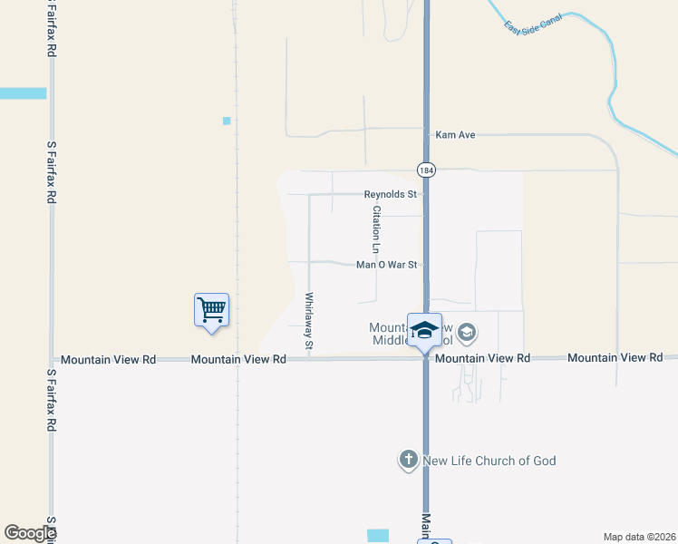 map of restaurants, bars, coffee shops, grocery stores, and more near 7519 Man O War Street in Bakersfield