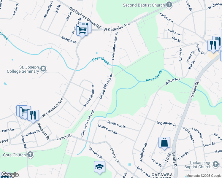 map of restaurants, bars, coffee shops, grocery stores, and more near 5130 Clearwater Lake Road in Mount Holly