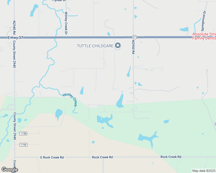 map of restaurants, bars, coffee shops, grocery stores, and more near 401 Willow Creek Drive in Tuttle