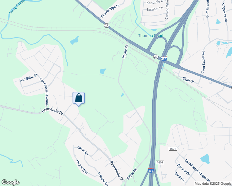 map of restaurants, bars, coffee shops, grocery stores, and more near 500 Rhyne Road in Charlotte
