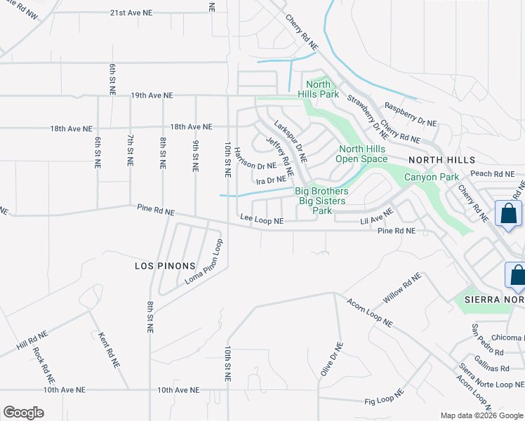 map of restaurants, bars, coffee shops, grocery stores, and more near 1852 Lee Loop Northeast in Rio Rancho