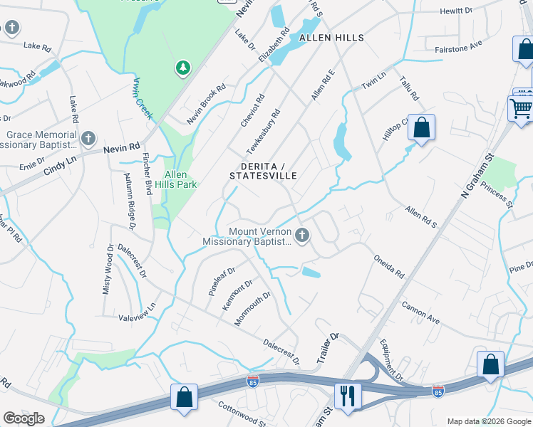 map of restaurants, bars, coffee shops, grocery stores, and more near 4722 Garvis Drive in Charlotte