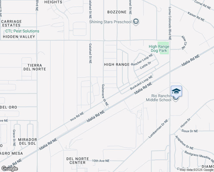 map of restaurants, bars, coffee shops, grocery stores, and more near 1603 Inca Road Northeast in Rio Rancho