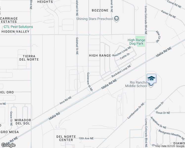 map of restaurants, bars, coffee shops, grocery stores, and more near 1603 Inca Road Northeast in Rio Rancho