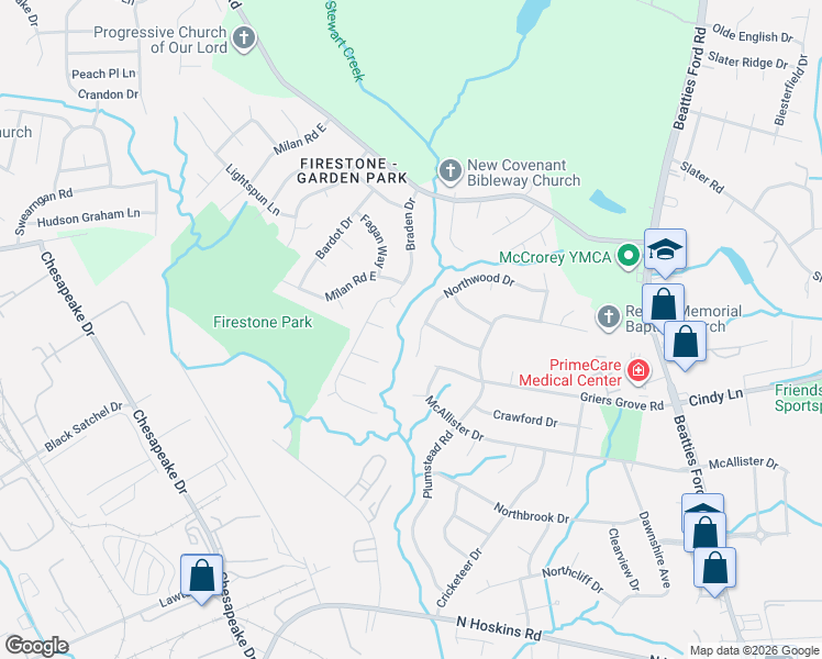 map of restaurants, bars, coffee shops, grocery stores, and more near in Charlotte