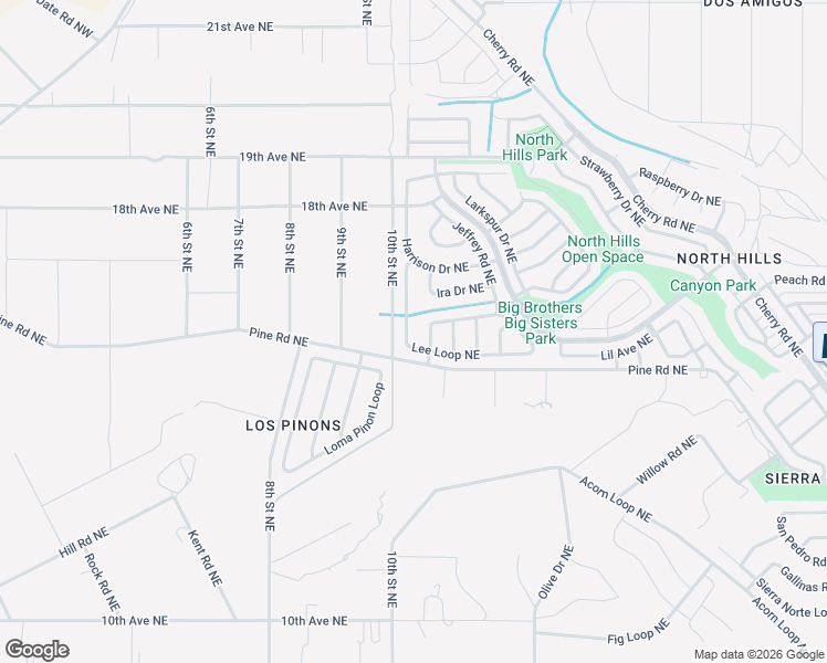 map of restaurants, bars, coffee shops, grocery stores, and more near 1757 Lee Loop Northeast in Rio Rancho