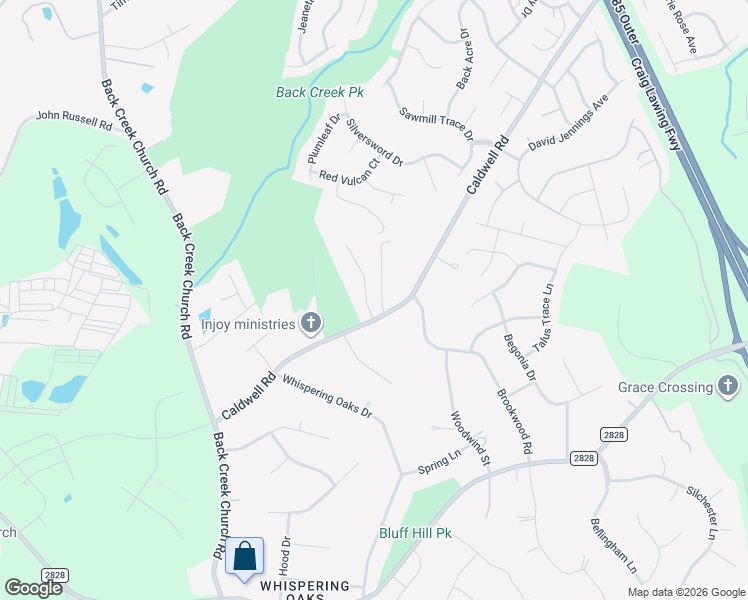 map of restaurants, bars, coffee shops, grocery stores, and more near 12717 Caldwell Road in Charlotte
