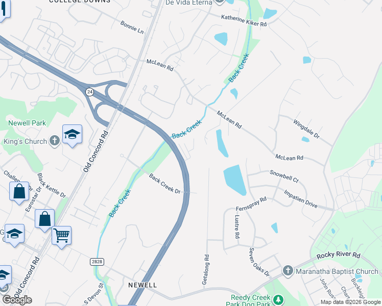 map of restaurants, bars, coffee shops, grocery stores, and more near 2121 Sardony Lane in Charlotte