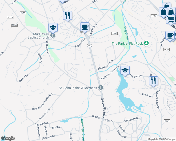 map of restaurants, bars, coffee shops, grocery stores, and more near 51 Snapdragon Lane in Hendersonville