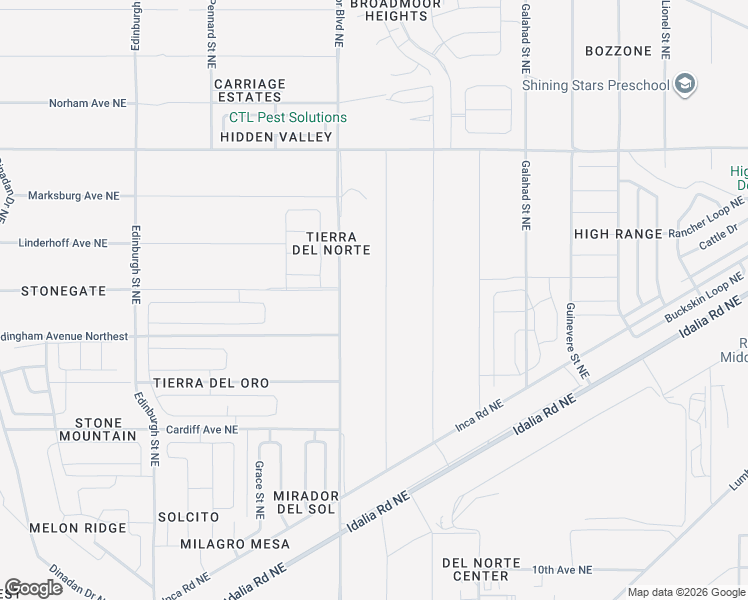 map of restaurants, bars, coffee shops, grocery stores, and more near Bedivere Street Northeast in Rio Rancho
