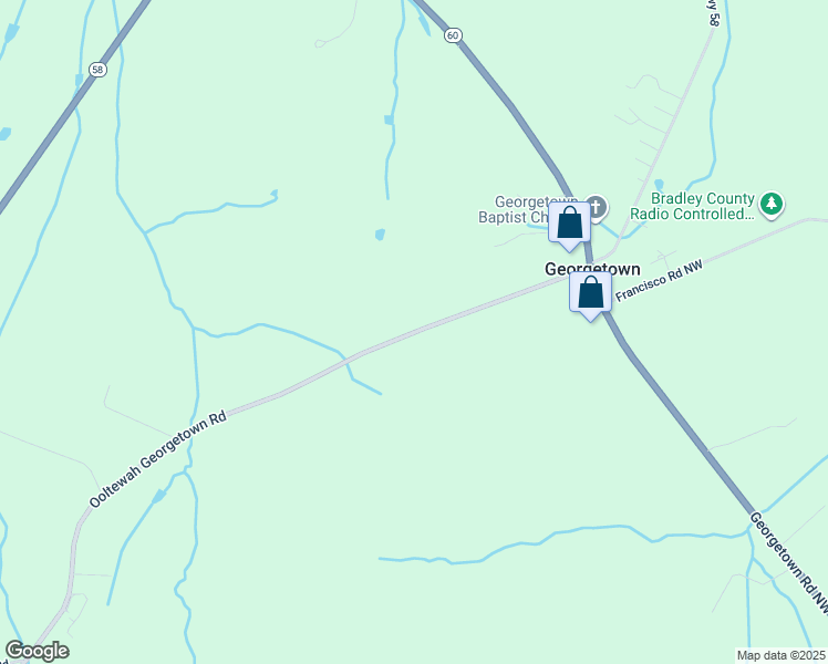 map of restaurants, bars, coffee shops, grocery stores, and more near Ooltewah Georgetown Road in Georgetown