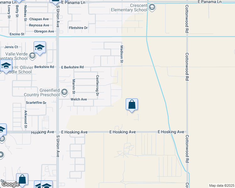 map of restaurants, bars, coffee shops, grocery stores, and more near 830 Berkshire Road in Bakersfield