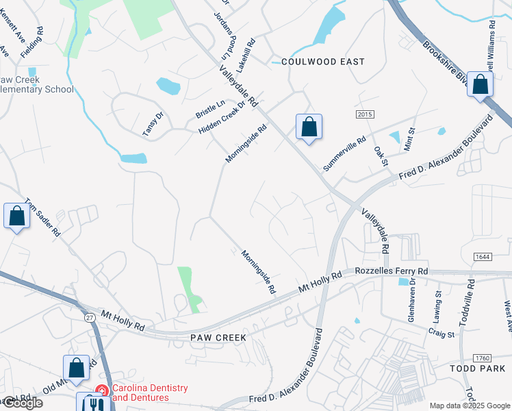 map of restaurants, bars, coffee shops, grocery stores, and more near 707 Wilderness Trail Drive in Charlotte