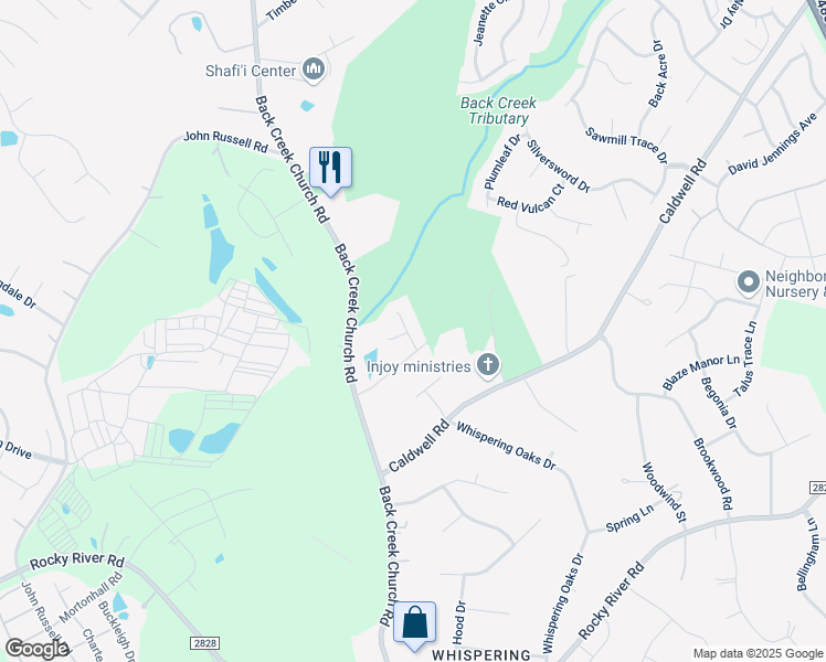 map of restaurants, bars, coffee shops, grocery stores, and more near 3825 Quiet Creek Circle in Charlotte