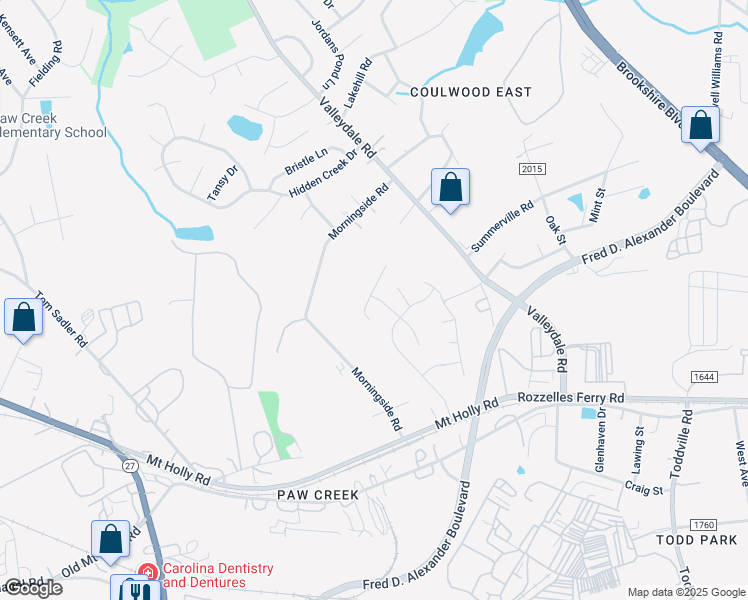 map of restaurants, bars, coffee shops, grocery stores, and more near 707 Wilderness Trail Drive in Charlotte