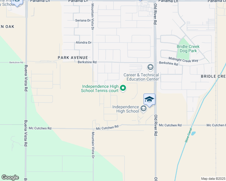 map of restaurants, bars, coffee shops, grocery stores, and more near 10128 Mc Cutchen Road in Bakersfield