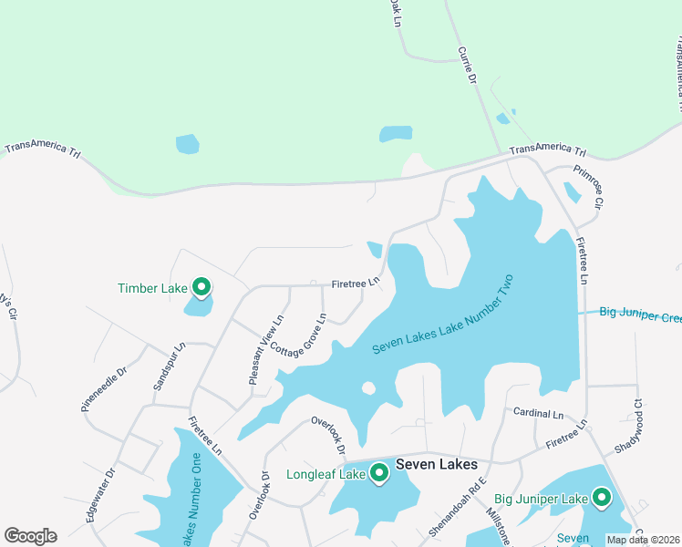 map of restaurants, bars, coffee shops, grocery stores, and more near 224 Firetree Lane in Seven Lakes