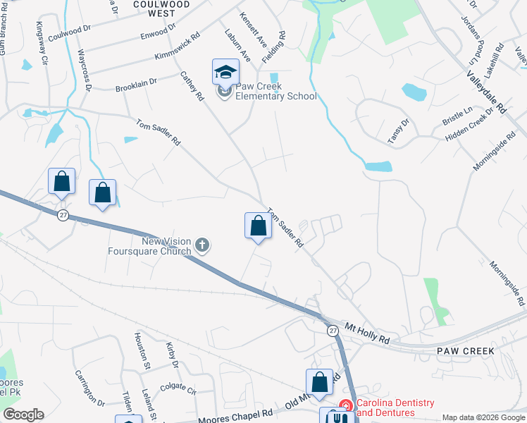 map of restaurants, bars, coffee shops, grocery stores, and more near 807 Tom Sadler Road in Charlotte