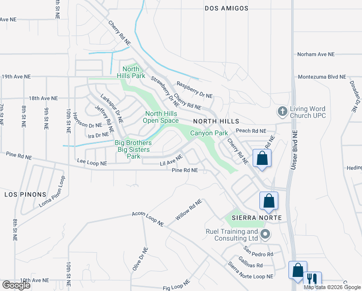 map of restaurants, bars, coffee shops, grocery stores, and more near 1378 Golden Eye Loop Northeast in Rio Rancho