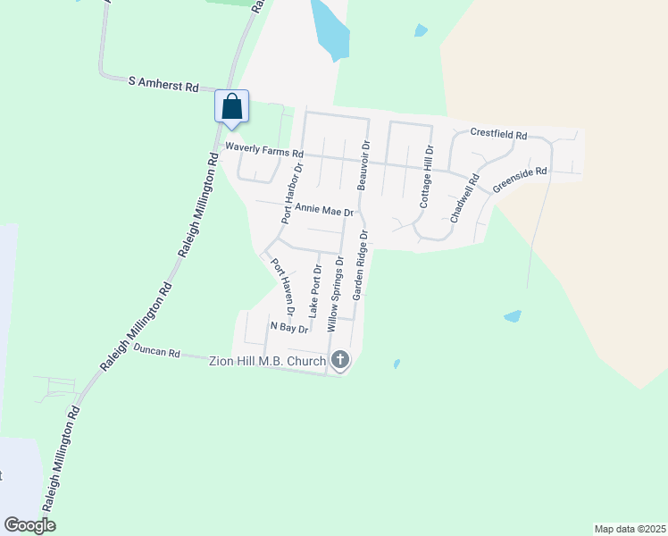 map of restaurants, bars, coffee shops, grocery stores, and more near 5875 Willow Springs Drive in Millington