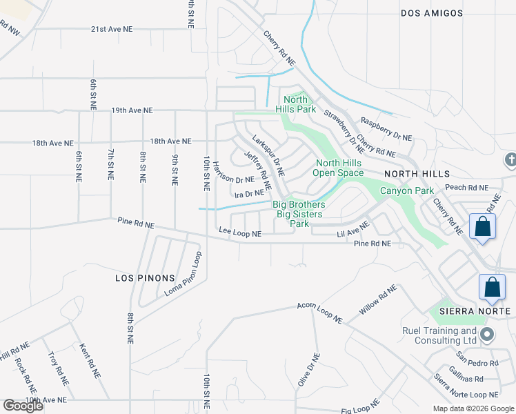 map of restaurants, bars, coffee shops, grocery stores, and more near 980 Charles Drive Northeast in Rio Rancho
