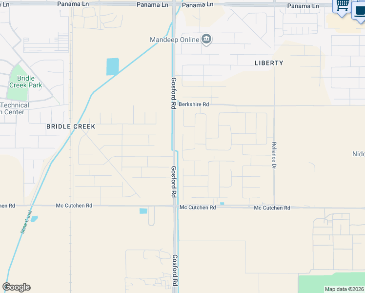map of restaurants, bars, coffee shops, grocery stores, and more near 7400-7498 Gosford Road in Bakersfield