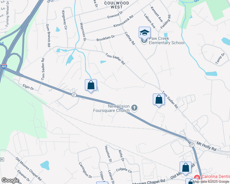 map of restaurants, bars, coffee shops, grocery stores, and more near 506 Shafter Court in Charlotte
