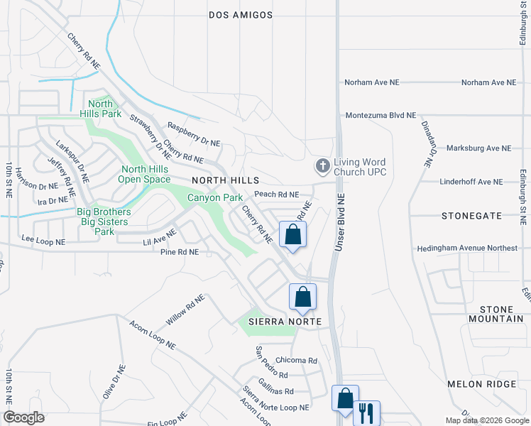 map of restaurants, bars, coffee shops, grocery stores, and more near 1628 Hollyberry Drive Northeast in Rio Rancho
