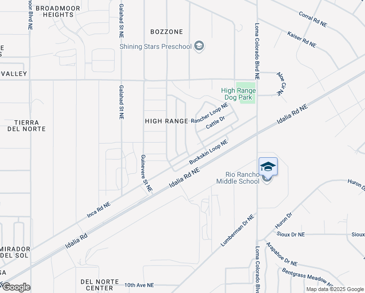 map of restaurants, bars, coffee shops, grocery stores, and more near 1703 Lark Drive Northeast in Rio Rancho