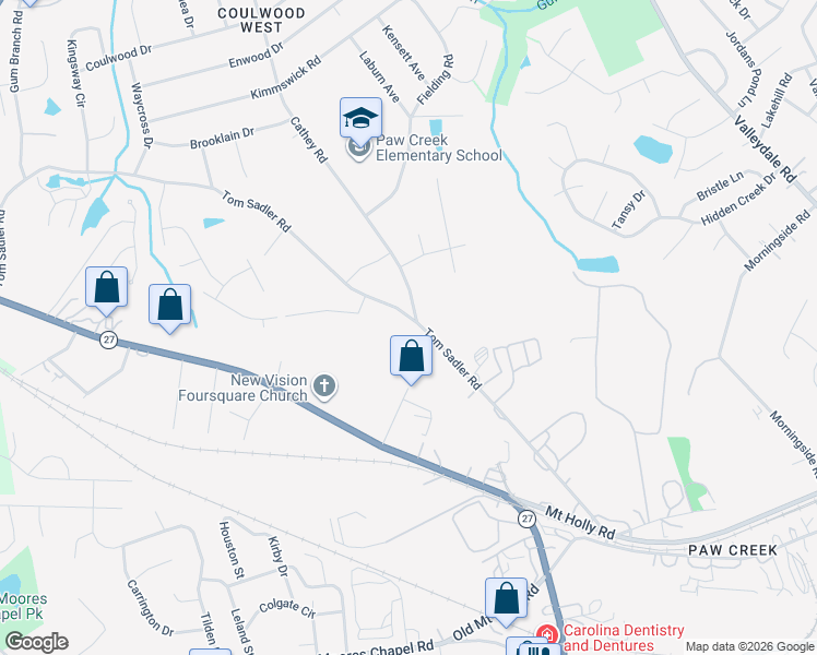 map of restaurants, bars, coffee shops, grocery stores, and more near 807 Tom Sadler Road in Charlotte