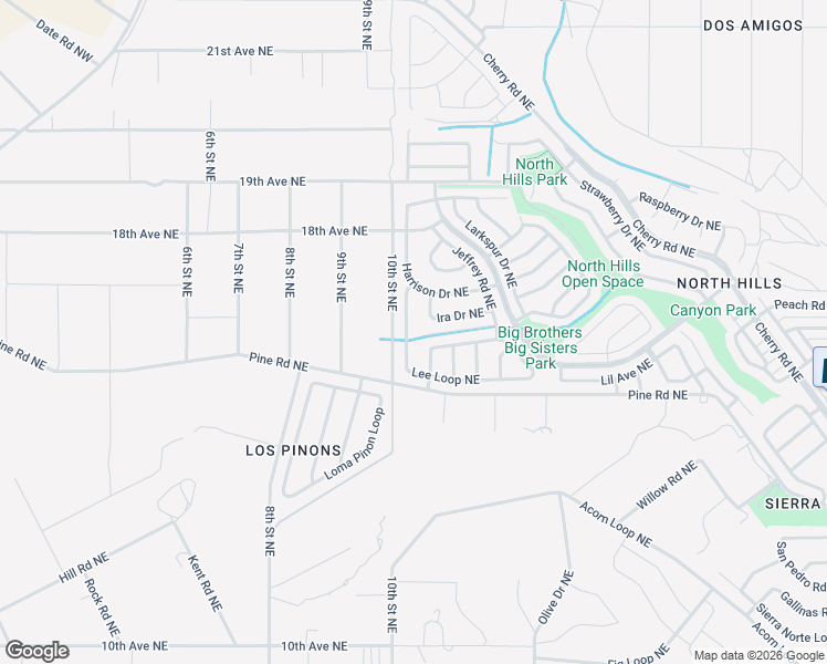 map of restaurants, bars, coffee shops, grocery stores, and more near 1757 Lee Loop Northeast in Rio Rancho