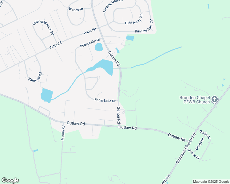 map of restaurants, bars, coffee shops, grocery stores, and more near 1546 Genoa Road in Brogden