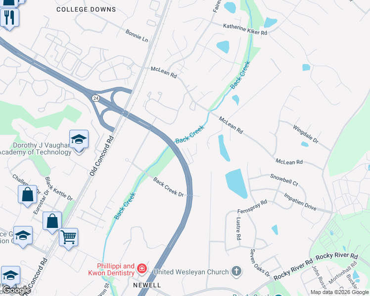 map of restaurants, bars, coffee shops, grocery stores, and more near 2121 Sardony Lane in Charlotte