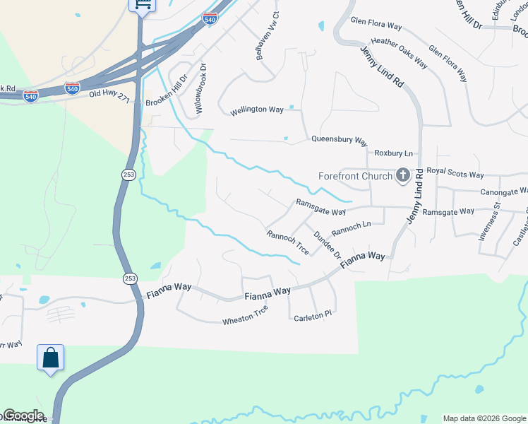 map of restaurants, bars, coffee shops, grocery stores, and more near 1809 Rannoch Trce in Fort Smith