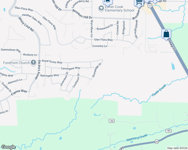 map of restaurants, bars, coffee shops, grocery stores, and more near 10405 Stoneleige Street in Fort Smith