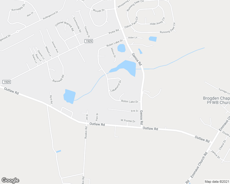 map of restaurants, bars, coffee shops, grocery stores, and more near 102 Lakehurst Drive in Brogden