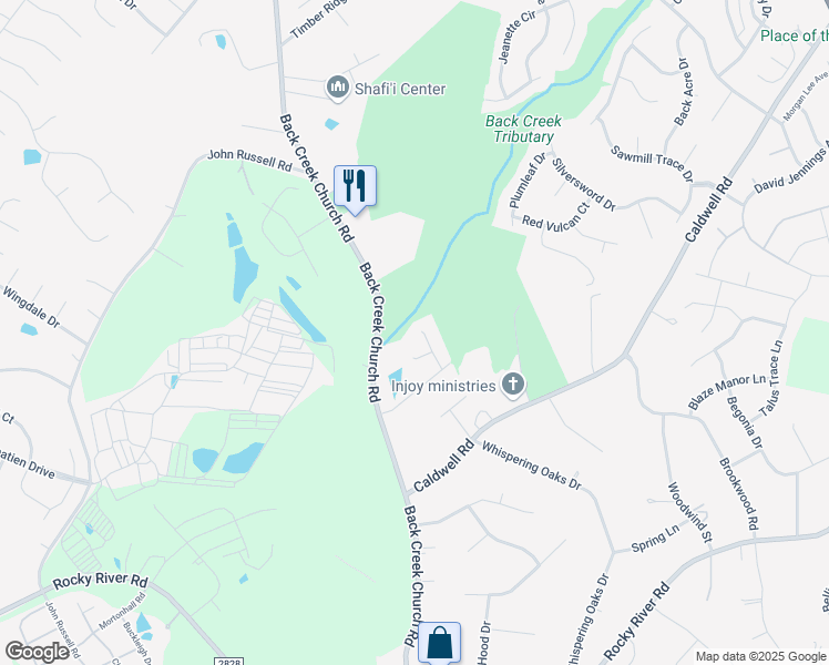map of restaurants, bars, coffee shops, grocery stores, and more near 3806 Quiet Creek Circle in Charlotte