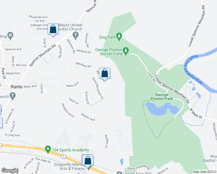 map of restaurants, bars, coffee shops, grocery stores, and more near 1049 Kings Mountain Lane in Gastonia